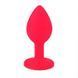 Додаткове фото Силіконова анальна пробка EGZO Silicone Pink Round Plug S рожева з фіолетовим кристалом 7 см