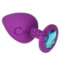 Основное фото Анальная пробка Purple Silicone Topaz фиолетовая с голубым кристаллом 8,5 см