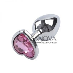 Основне фото Анальна пробка Seamless Silver Metal Heart Light Pink S срібляста з рожевим 7,5 см