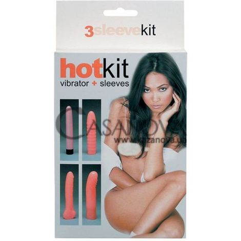 Основное фото Вибратор с насадками Hot Kit розовый 17,8 см