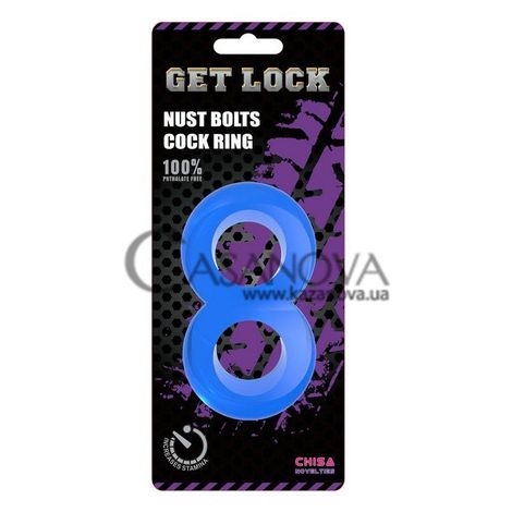 Основное фото Эрекционное кольцо Get Lock Duo Cock 8 Ball Ring синее 2,6 см