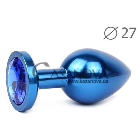 Основное фото Анальная пробка Anal Jewelry Plug Small синяя с синим кристаллом 7 см
