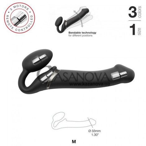 Основное фото Безремневой страпон с вибрацией Strap-On-Me Vibrating Bendable Strap-On M чёрный 15,6 см