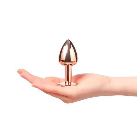 Основное фото Анальная пробка EGZO Rose Gold Heart Plug S в розовом золоте с разноцветным кристаллом 7,1 см