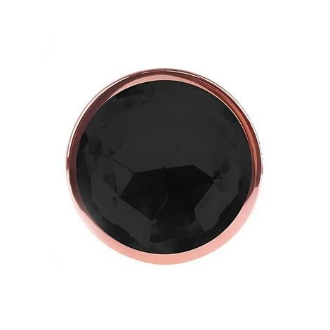 Основное фото Анальная пробка EGZO Rose Gold Round Plug M в розовом золоте с чёрным кристаллом 8,2 см