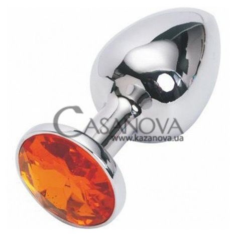 Основное фото Анальная пробка Jewelery Butt Plug Small серебристая с оранжевым 7,5 см
