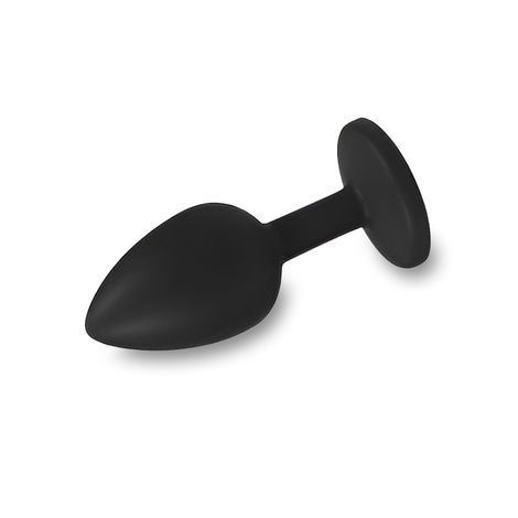 Основне фото Силіконова анальна пробка Crystal Silicone Diamond S чорна з синім кристалом 7,5 см