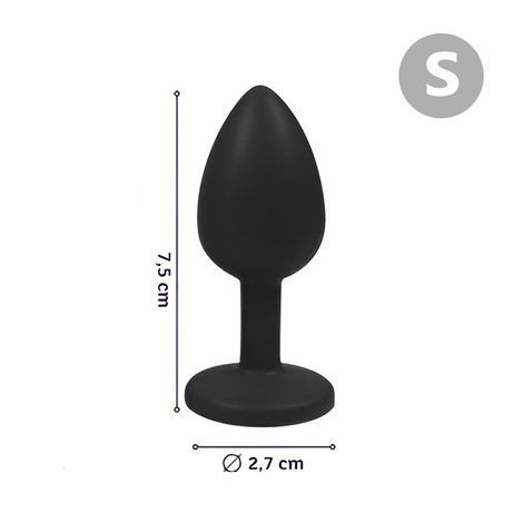 Основне фото Силіконова анальна пробка Crystal Silicone Diamond S чорна з синім кристалом 7,5 см