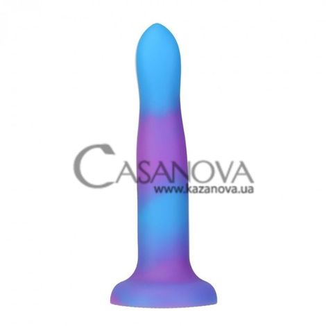 Основное фото Светящийся фаллоимитатор на присоске с вибропулей Addiction Rave 8" Silicone Toy Collection голубой с фиолетовым 20,3 см