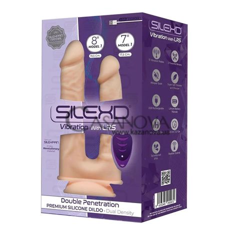 Основное фото Вибратор для двойного проникновения SilexD Double Gusto Vibro Flesh Model 1 size 8" & 7" телесный 19,5 см