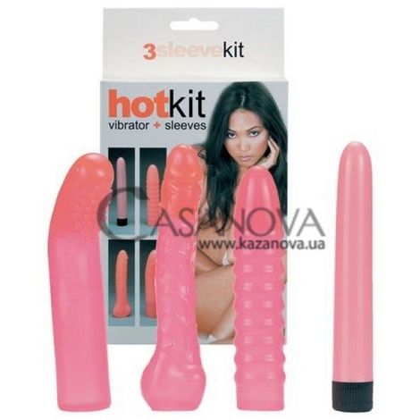 Основное фото Вибратор с насадками Hot Kit розовый 17,8 см
