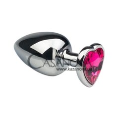 Основное фото Анальная пробка Silver Heart Pink-Rhodolite L серебристо-розовая 9 см