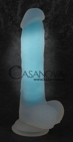 Основное фото Фаллоимитатор Glow In The Dark прозрачно-голубой 20,5 см