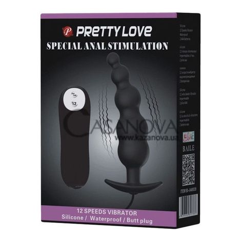 Основне фото Анальна пробка з вібрацією Pretty Love Special Anal Stimulation чорна 11,8 см