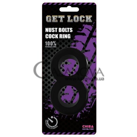 Основне фото Ерекційне кільце Get Lock Duo Cock 8 Ball Ring чорне 2,6 см