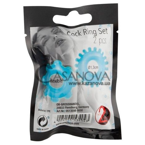 Основне фото Набір ерекційних кілець Cock Ring Set 2 штуки блакитний