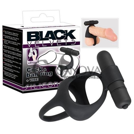 Основное фото Эрекционное виброкольцо Black Velvets Cock & Ball Ring + Vibe чёрное