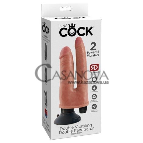Основне фото Подвійний вібратор King Cock Double Vibrating Double Penetrator тілесний 13 см
