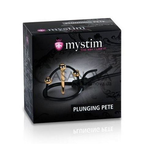 Основное фото Эрекционная стяжка для электростимуляции Mystim Plunging Pete чёрная с золотом