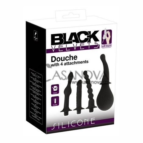 Основне фото Анальний душ Black Velvets Douche With 4 Attachments чорний 18,6 см