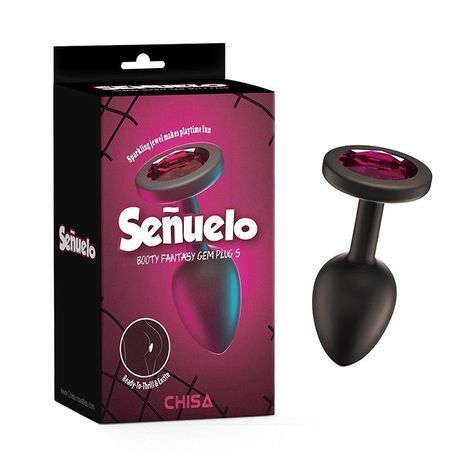 Основное фото Анальная пробка Chisa Novelties Senuelo Booty Fantasy Gem Plug S чёрная с фиолетовым камнем 7 см