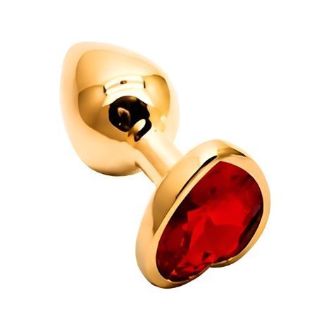 Основное фото Анальная пробка EGZO Gold Heart Plug S золотистая с красным кристаллом 7 см