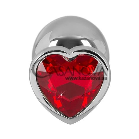 Основне фото Анальна пробка You2Toys Diamond Anal Plug Large срібляста із червоним кристалом 9,4 см