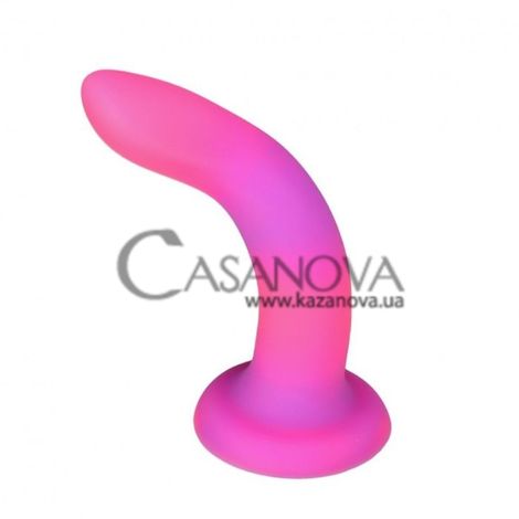 Основное фото Светящийся фаллоимитатор на присоске с вибропулей Addiction Rave 8" Silicone Toy Collection розовый с фиолетовым 20,3 см