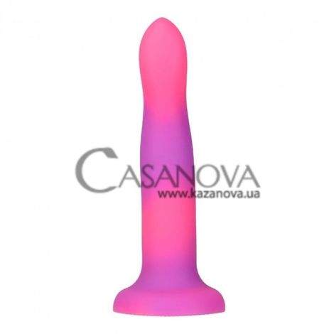Основне фото Фолоімітатор, що світиться на присосці з віброкулею Addiction Rave 8" Silicone Toy Collection рожевий з фіолетовим 20,3 см