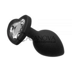 Основне фото Анальна пробка Seamless Black Silicone Heart Diamond M чорна з білим 8,5 см