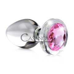 Основное фото Анальная пробка Xr Brands Booty Sparks Pink Gem Glass Large Anal Plug прозрачная с розовым камнем 9,4 см