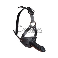 Основное фото Маска-кляп с фаллосом Zado Leather Head Harness With Dildo чёрный