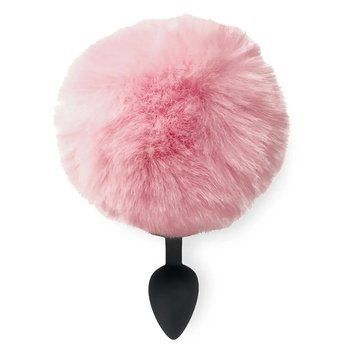 Основное фото Анальная пробка с хвостом Art Of Sex Silicone Butt Plug Rabbit Tail M чёрная с розовым 7,4 см