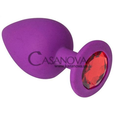 Основное фото Анальная пробка Purple Silicone Ruby фиолетовая с красным кристаллом 9 см