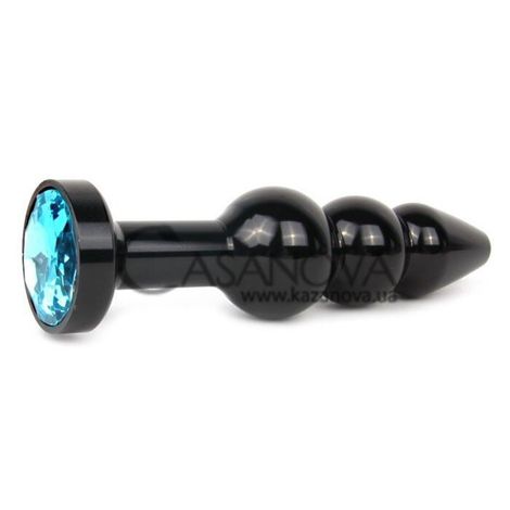 Основное фото Анальная пробка Anal Jewelry Plug QBCK-05 чёрная с голубым кристаллом 11,3 см