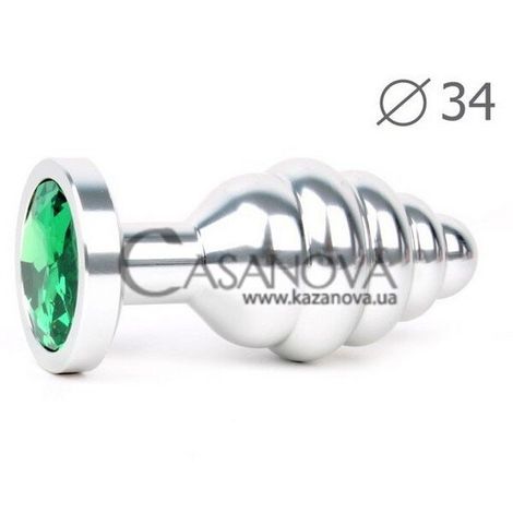 Основное фото Анальная пробка Anal Jewelry Plugs Medium серебристая с зелёным 8 см