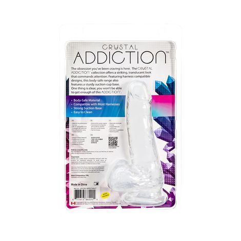 Основне фото Фалоімітатор на присосці з віброкулею Addiction Crystal Clear Toy Collection 7" прозорий 17,8 см
