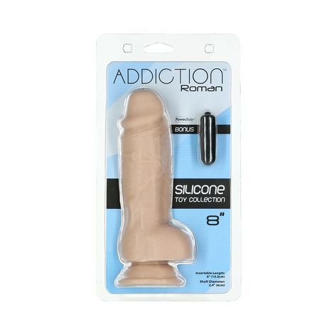 Основное фото Фаллоимитатор на присоске с вибропулей Addiction Roman 8&Prime; Silicone Toy Collection телесный 22 см