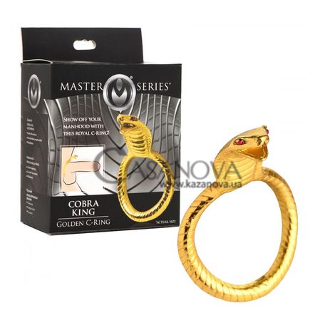 Основное фото Эрекционное кольцо со стимулятором для клитора Master Series Cobra King золотистое
