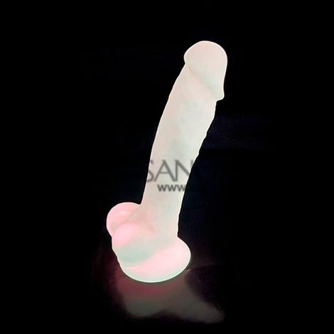 Основное фото Фаллоимитатор на присоске термореактивный Silexd Glow in the dark розовый 17,6 см