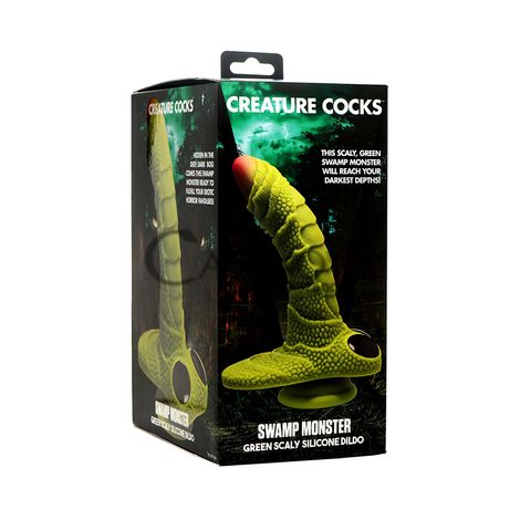 Основне фото Фантазійний фаломітатор Creature Cocks Swamp Monster Green Scaly Silicone Dildo зелений 23,9 см