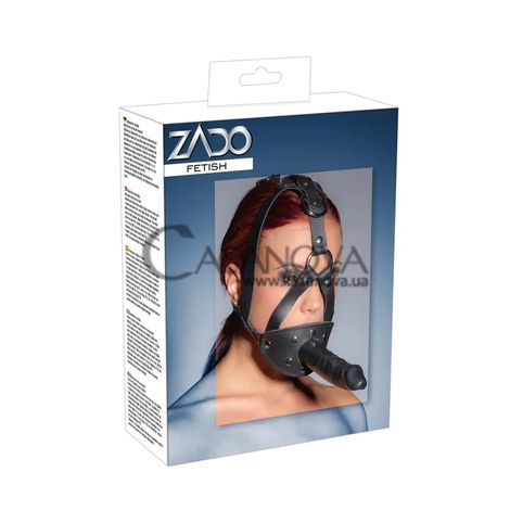 Основное фото Маска-кляп с фаллосом Zado Leather Head Harness With Dildo чёрный
