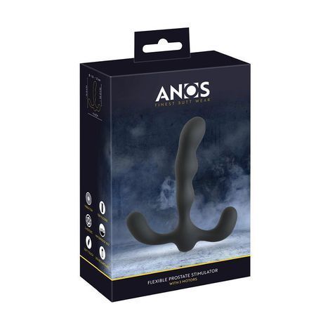 Основне фото Вібромасажер простати з 3 моторами ANOS Flexible Prostate Stimulator чорний 13 см
