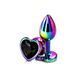 Дополнительное фото Анальная пробка EGZO Multicolor Heart Plug S разноцветная с чёрным кристаллом 7 см