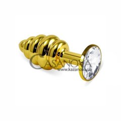 Основное фото Анальная пробка с кристаллом Rosebud Spiral Metal Plug золотистая с белым 6,9 см