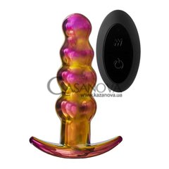 Основное фото Анальная пробка с вибрацией Dream Toys Glamour Glass Remote Vibe Beaded Plug разноцветная 13,9 см