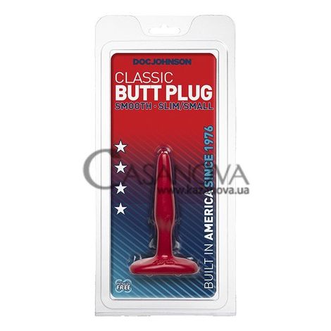 Основне фото Анальна пробка Butt Plugs Smooth Classic Slim/Small червона 10 см