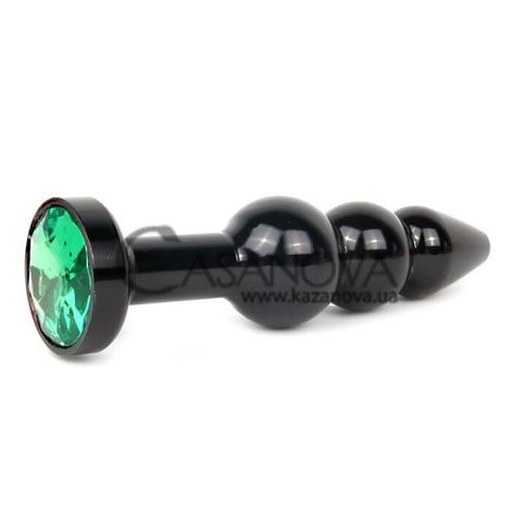 Основное фото Анальная пробка Anal Jewelry Plug QBCK-07 чёрная с зелёным кристаллом 11,3 см