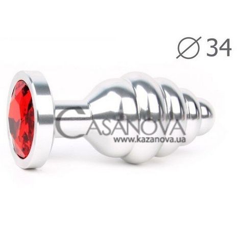 Основне фото Анальна пробка Anal Jewelry Plugs Medium срібляста з червоним 8 см