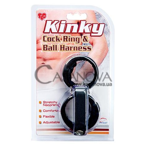 Основне фото Подвійне ерекційне кільце Kinky Cock Ring & Ball Harness чорне